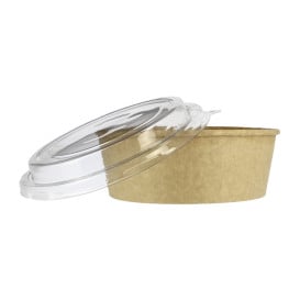 Contenitori di Carta Kraft-Kraft + Coperchio RPET 38 Oz/1120 ml (100 Pezzi) Contenitori di Carta Kraft-Kraft + Coperchio RPET 38 Oz/1120 ml (100 Pezzi)