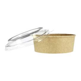 Contenitori di Carta Kraft-Kraft + Coperchio RPET 19 Oz/550 ml (300 Pezzi)