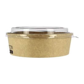 Contenitori di Carta Kraft-Kraft + Coperchio RPET 33Oz/1000 ml (100 Pezzi)