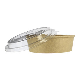 Contenitori di Carta Kraft-Kraft + Coperchio RPET 33Oz/1000 ml (100 Pezzi)