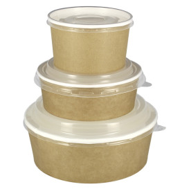 Contenitori di Carta Kraft Con Coperchio PP 38 Oz/1120ml (100 Pezzi)