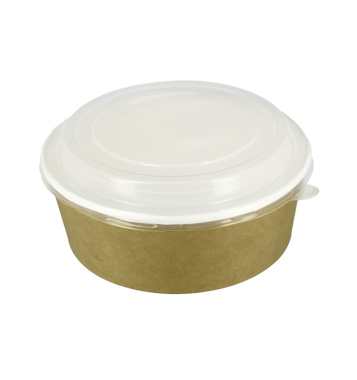 Contenitori di Carta Kraft Con Coperchio PP 38 Oz/1120ml (100 Pezzi) Contenitori di Carta Kraft Con Coperchio PP 38 Oz/1120ml (100 Pezzi)