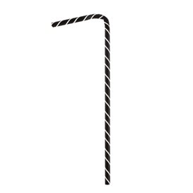 Cannuccia Flessible di Carta Nero Ø6mm 23cm (250 Pezzi)