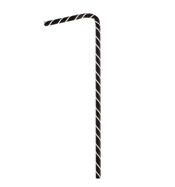 Cannuccia Flessible di Carta Nero Ø6mm 23cm (3.000 Pezzi) Cannuccia Flessible di Carta Nero Ø6mm 23cm (3.000 Pezzi)