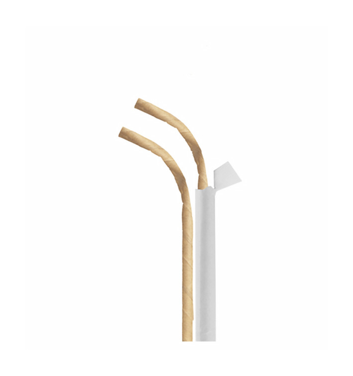 Cannuccia Flessible di Carta Insaccato Kraft Ø6mm 23cm (250 Pezzi) Cannuccia Flessible di Carta Insaccato Kraft Ø6mm 23cm (250 Pezzi)