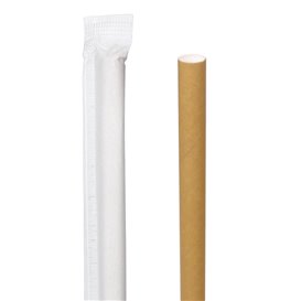 Cannuccia Dritta Carta Naturale Imbustato Ø8mm 20cm (100 Pezzi)