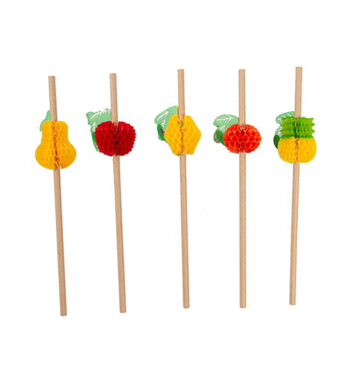 Cannuccia Dritta Carta Frutta Ø6mm 23cm (24 Pezzi) Cannuccia Dritta Carta Frutta Ø6mm 23cm (24 Pezzi)