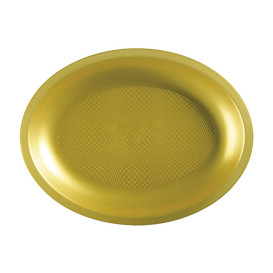 Vassoio Plastica Ovale Oro Round PP 255x190mm (25 Pezzi)