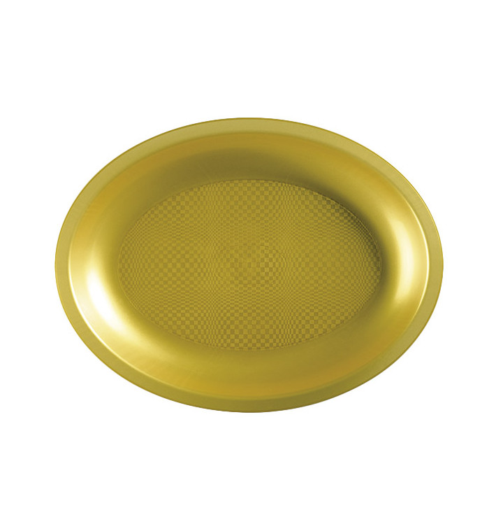 Vassoio Plastica Ovale Oro Round PP 255x190mm (25 Pezzi) Vassoio Plastica Ovale Oro Round PP 255x190mm (25 Pezzi)