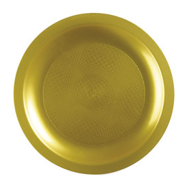 Piatto Plastica Piano Oro Round PP Ø185mm (25 Pezzi)