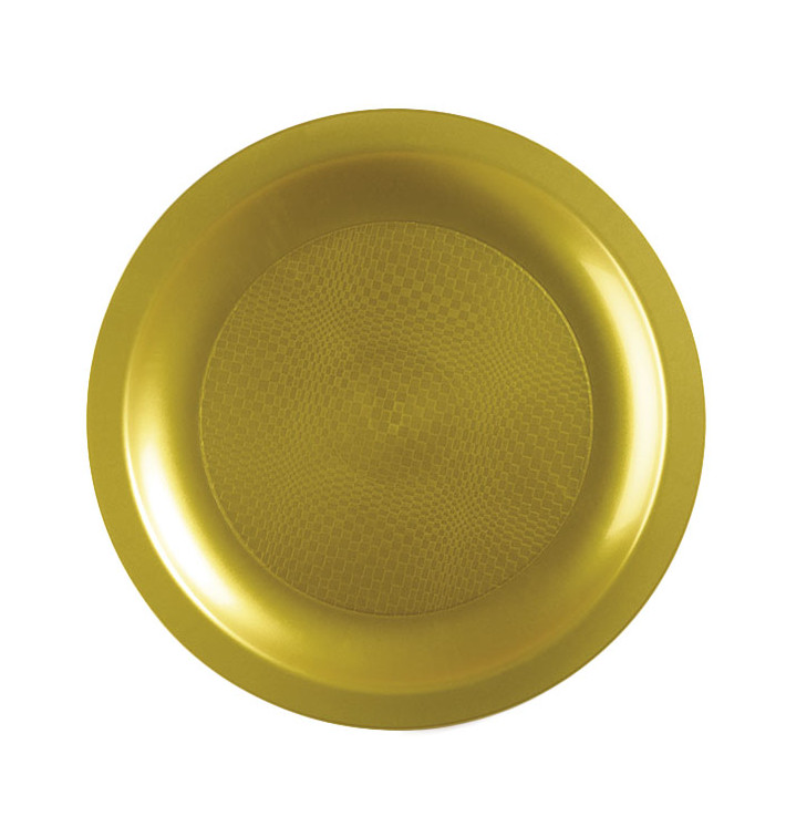 Piatto Plastica Piano Oro Round PP Ø185mm (600 Pezzi) Piatto Plastica Piano Oro Round PP Ø185mm (600 Pezzi)