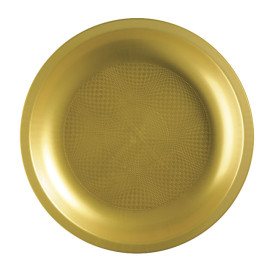 Piatto Plastica Piano Oro Round PP Ø220mm (25 Pezzi)