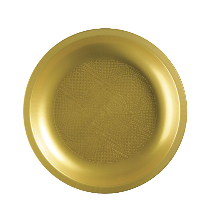 Piatto Plastica Piano Oro Round PP Ø220mm (600 Pezzi) Piatto Plastica Piano Oro Round PP Ø220mm (600 Pezzi)