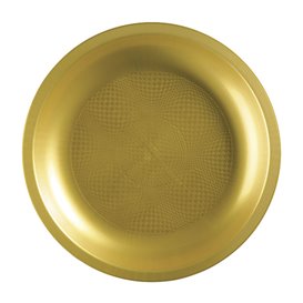 Piatto di Plastica Oro Round PP Ø290mm (10 Pezzi)