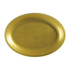 Vassoio Plastica Ovale Oro Round PP 315x220mm (10 Pezzi)