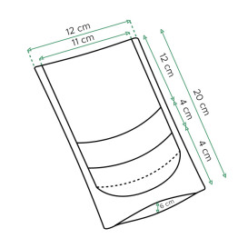 Sacchetto DoyPack di Carta con chiusura e finestra Bianco 12+6x20cm (1000 Pezzi)