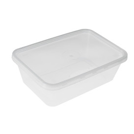 Contenitori di Plastico con Coperchio Rettangolare PP 1.000ml (50 Pezzi)