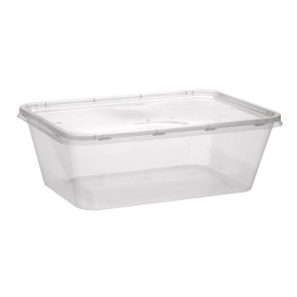 Contenitori di Plastico con Coperchio Rettangolare PP 1.000ml (50 Pezzi)