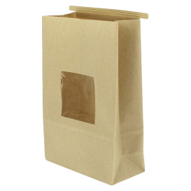 Sacchetto di Carta con chiusura e finestra 15+7x23cm (50 Pezzi)