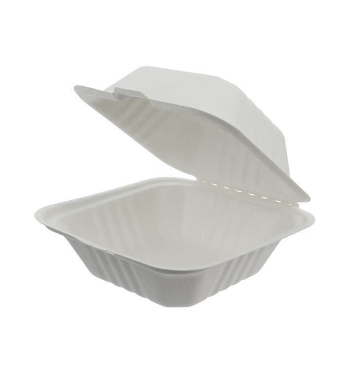 Contenitori Canna Zucchero Bianco 152x153x77mm (500 Pezzi) Contenitori Canna Zucchero Bianco 152x153x77mm (500 Pezzi)