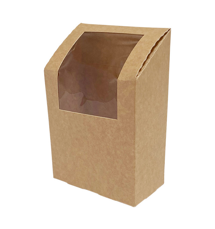 Contenitore in Cartone Kraft con Finestra per Wrap 90x50x130mm (500 Pezzi) Contenitore in Cartone Kraft con Finestra per Wrap 90x50x130mm (500 Pezzi)