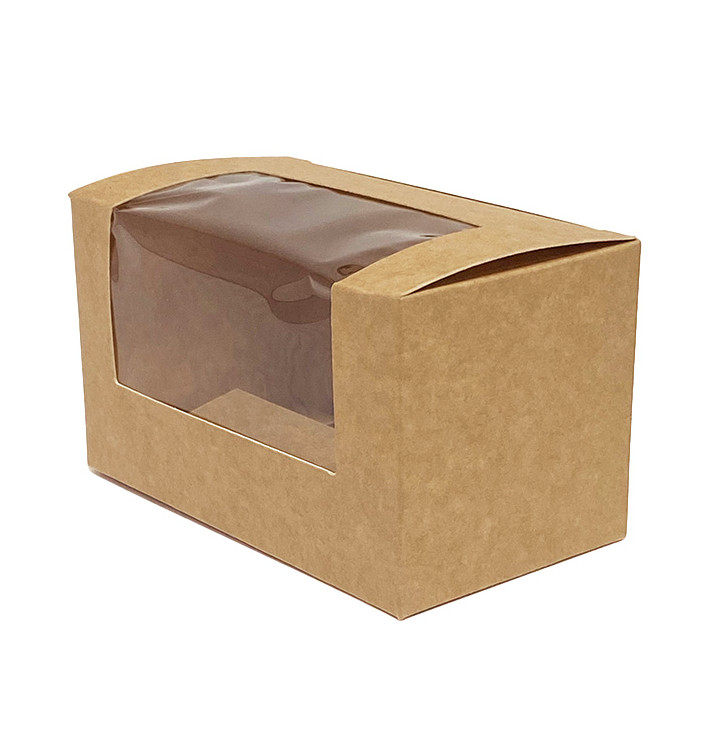 Scatola di cartone Kraft con finestra 125x70x70mm (500 pezzi) Scatola di cartone Kraft con finestra 125x70x70mm (500 pezzi)