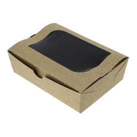Scatola di Carta Kraft con Finestra 18x12,7x5,5cm 1000ml (175 Pezzi)