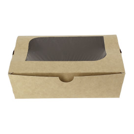 Scatola di Carta Kraft con Finestra 18x12,7x5,5cm 1000ml (175 Pezzi)