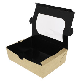 Scatola di Carta Kraft con Finestra 18x12,7x5,5cm 1000ml (175 Pezzi)
