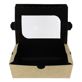 Scatola di Carta Kraft con Finestra 18x12,7x5,5cm 1000ml (175 Pezzi)