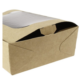 Scatola di Carta Kraft con Finestra 18x12,7x5,5cm 1000ml (175 Pezzi)