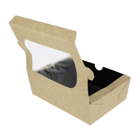 Scatola di Carta Kraft con Finestra 18x12,7x5,5cm 1000ml (175 Pezzi)