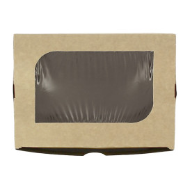 Scatola di Carta Kraft con Finestra 18x12,7x5,5cm 1000ml (175 Pezzi)