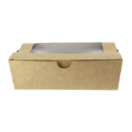 Scatola di Carta Kraft con Finestra 18x12,7x5,5cm 1000ml (25 Pezzi)