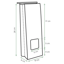 Sacchetto di Carta con chiusura e finestra 9+6x26cm (1000 Pezzi)