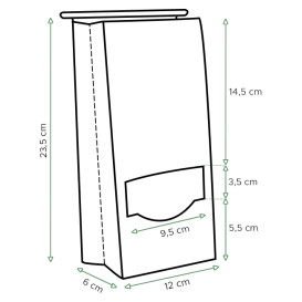Sacchetto di Carta con chiusura e finestra 12+6x23,5cm (50 Pezzi)