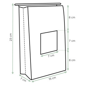 Sacchetto di Carta con chiusura e finestra 15+7x23cm (1000 Pezzi)