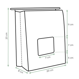 Sacchetto di Carta con chiusura e finestra 20+8x23cm (500 Pezzi)