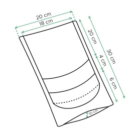 Sacchetto DoyPack di Carta con chiusura e finestra Bianco 20+10x30cm (500 Pezzi)