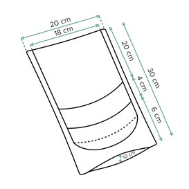 Sacchetto DoyPack di Carta con chiusura e finestra Bianco 20+10x30cm (50 Pezzi)