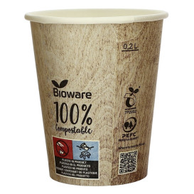 Bicchiere di Carta Eco PLA BioWare 9Oz/270ml Ø8,0cm (50 Pezzi)