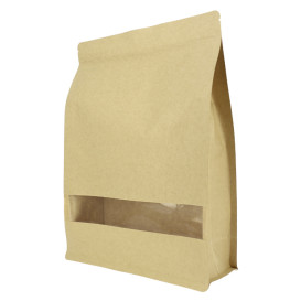 Sacchetto StandUp di Carta con chiusura e finestra 25+10x35cm (250 Pezzi)