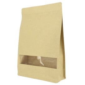Sacchetto StandUp di Carta con chiusura e finestra 20+8x30cm (50 Pezzi)