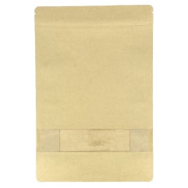 Sacchetto StandUp di Carta con chiusura e finestra 20+8x30cm (50 Pezzi)