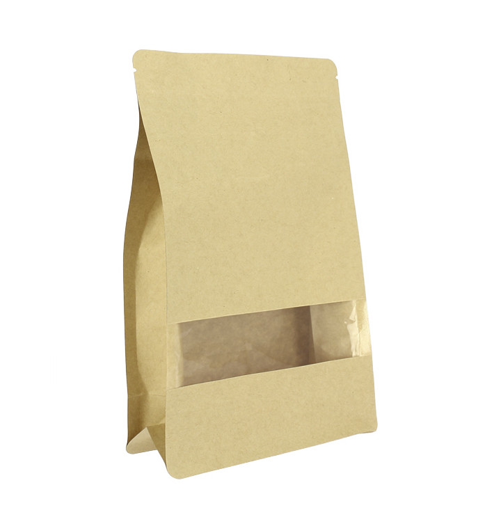 Sacchetto StandUp di Carta con chiusura e finestra 16+8x26cm (50 Pezzi) Sacchetto StandUp di Carta con chiusura e finestra 16+8x26cm (50 Pezzi)