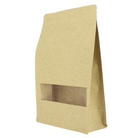 Sacchetto StandUp di Carta con chiusura e finestra 16+8x26cm (50 Pezzi)