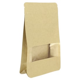 Sacchetto StandUp di Carta con chiusura e finestra 12+6x20cm (50 Pezzi)