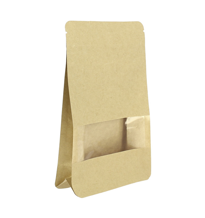 Sacchetto StandUp di Carta con chiusura e finestra 12+6x20cm (50 Pezzi) Sacchetto StandUp di Carta con chiusura e finestra 12+6x20cm (50 Pezzi)