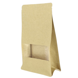 Sacchetto StandUp di Carta con chiusura e finestra 12+6x20cm (50 Pezzi)