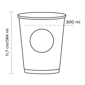 Bicchiere di Carta Eco PLA BioWare 12Oz/384ml Ø8,0cm (1100 Pezzi)